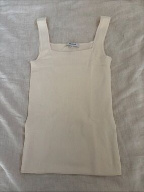 Madewell Cream Ribbed Square-Neck Tank